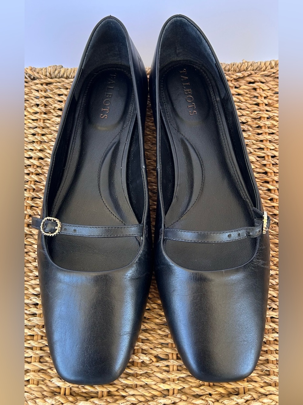 Talbots Women’s Sloan Mary Jane Nappa Flats Black Square Toe Size 9.5M - Picture 2 of 12
